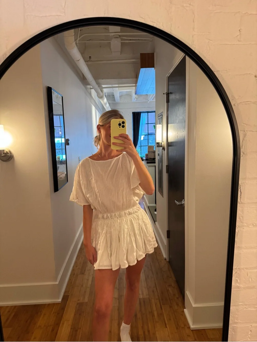 Free People White/Ivory Sutton Smocked Mini Dress - SIZE XS